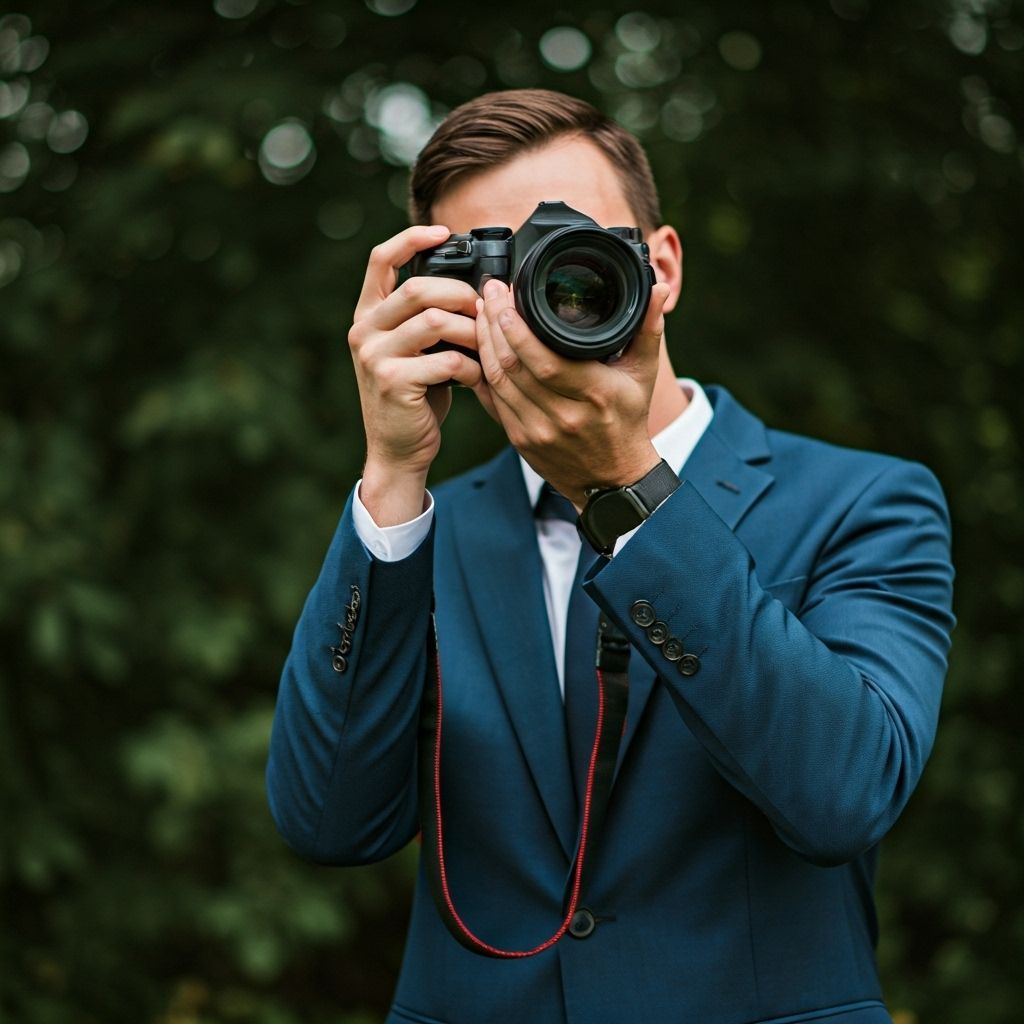Elegant portrait of a wedding photographer or wedding scene